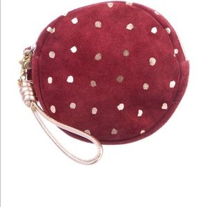 Clare V. Wristlet with tag.  Hits all trends suede, metallic and clutch!